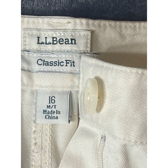 L.L.Bean Classic Fit Cream Cotton Pants Size 16 M/T - Picture 2 of 11